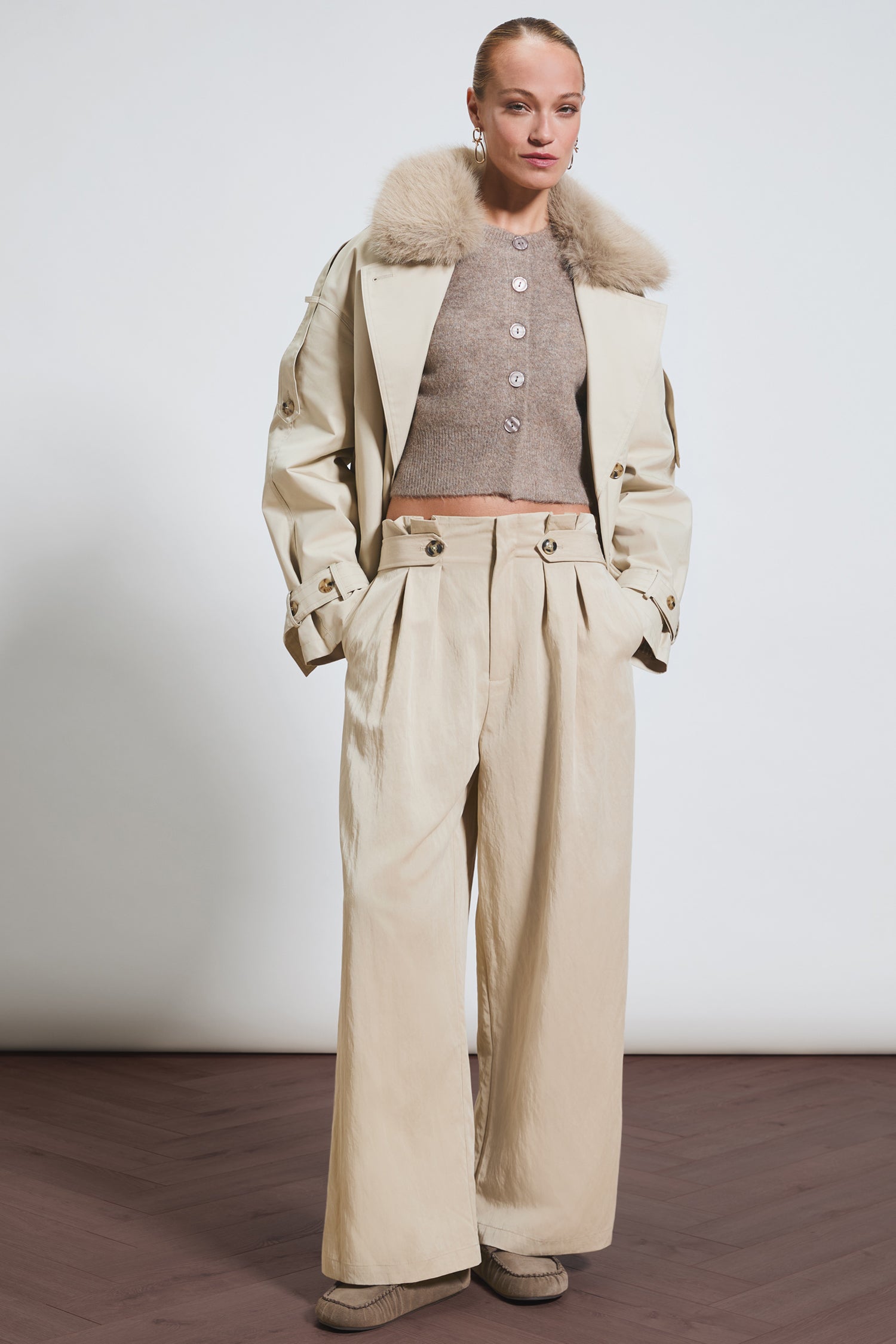 Holly paperbag fit - chalk beige