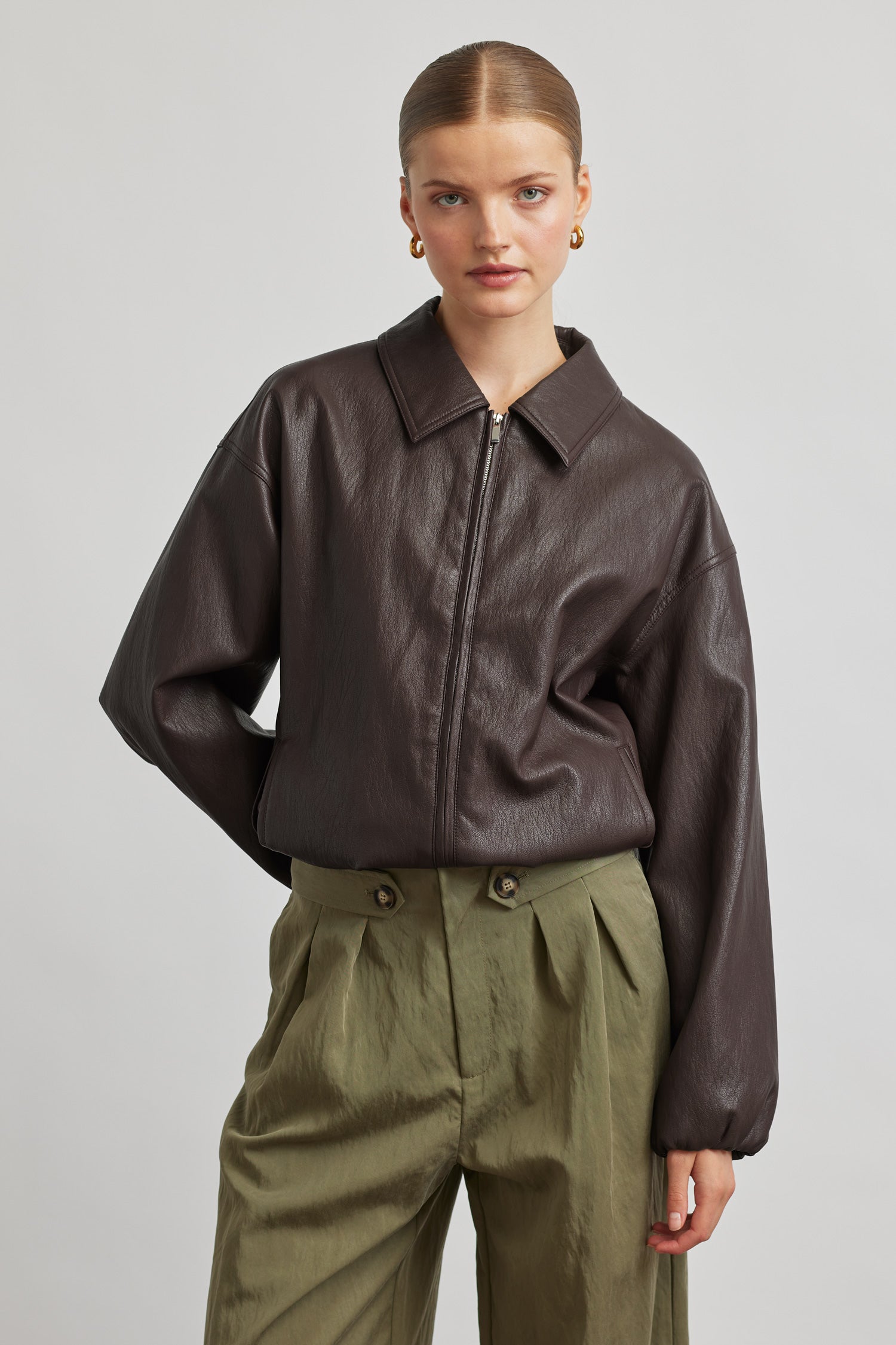 Brooke bomber jacket - chocolate leather