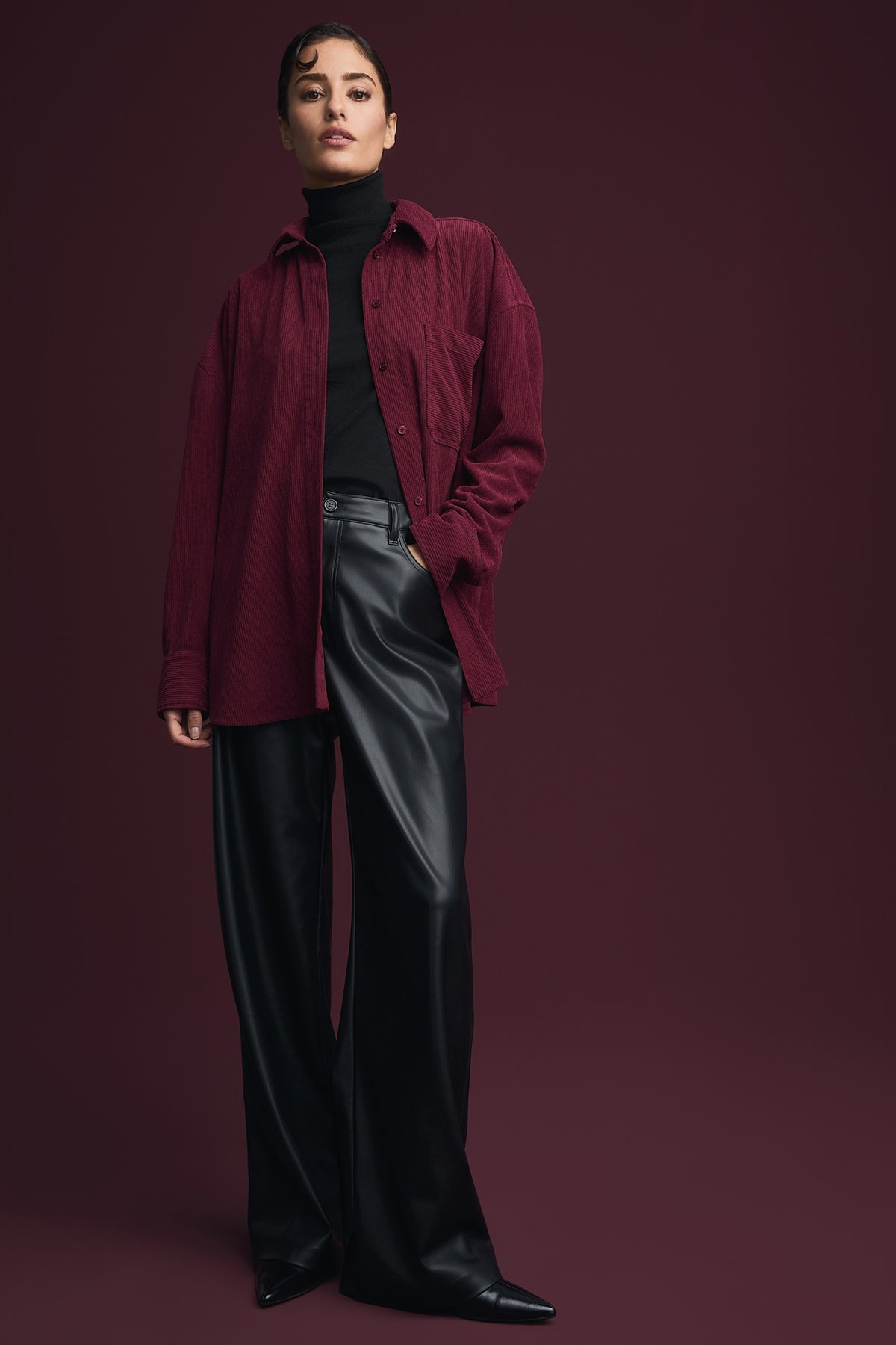 Judy wide leg - black leather