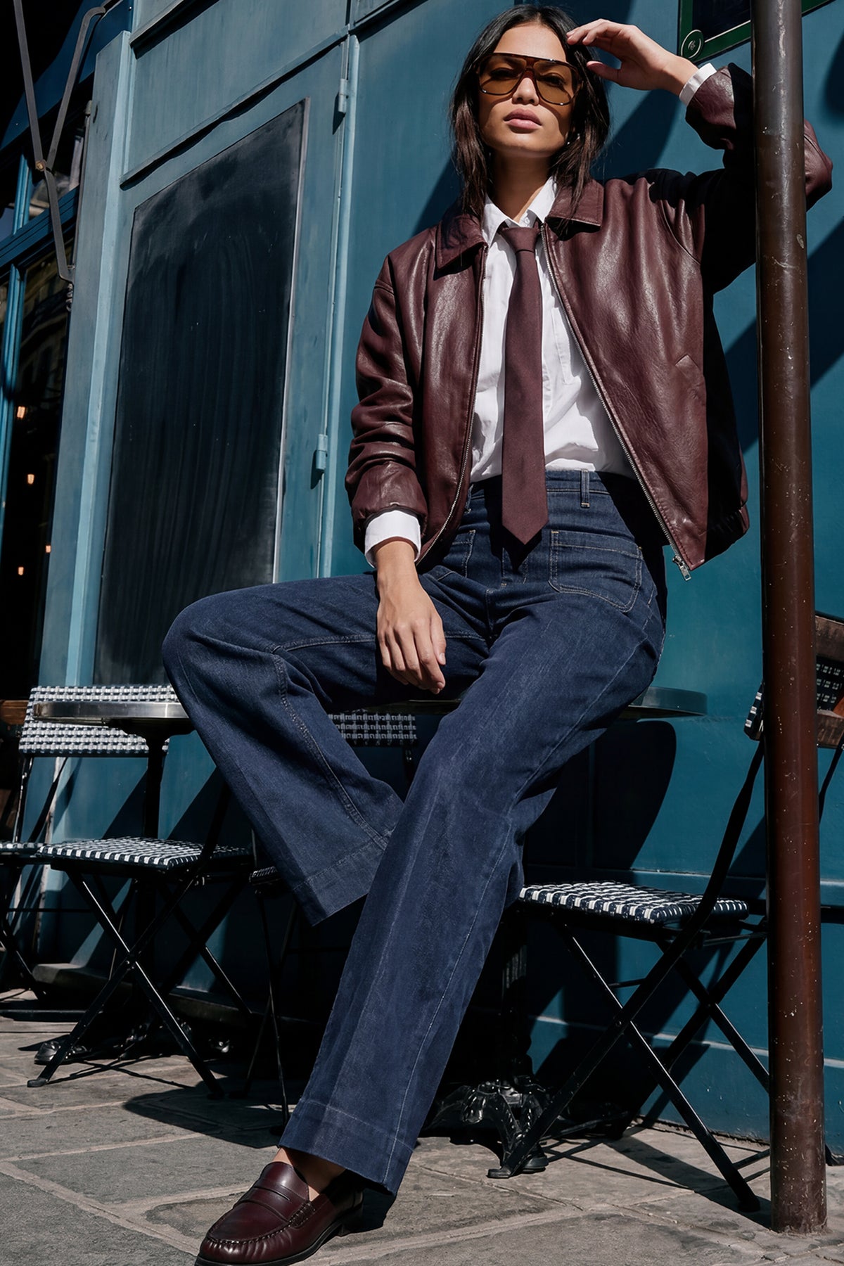 Judy wide leg - rinsed denim