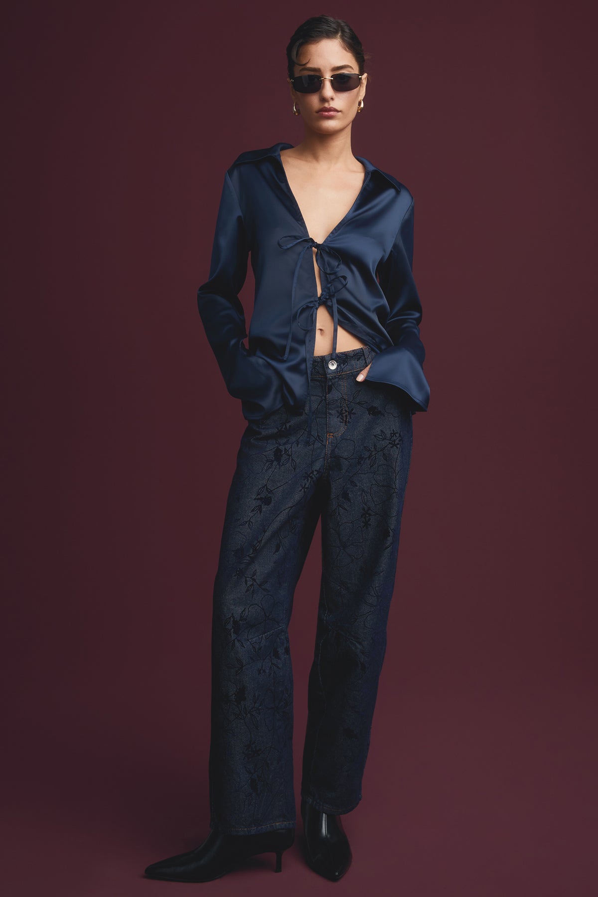 Zoe barrel fit - indigo flowers