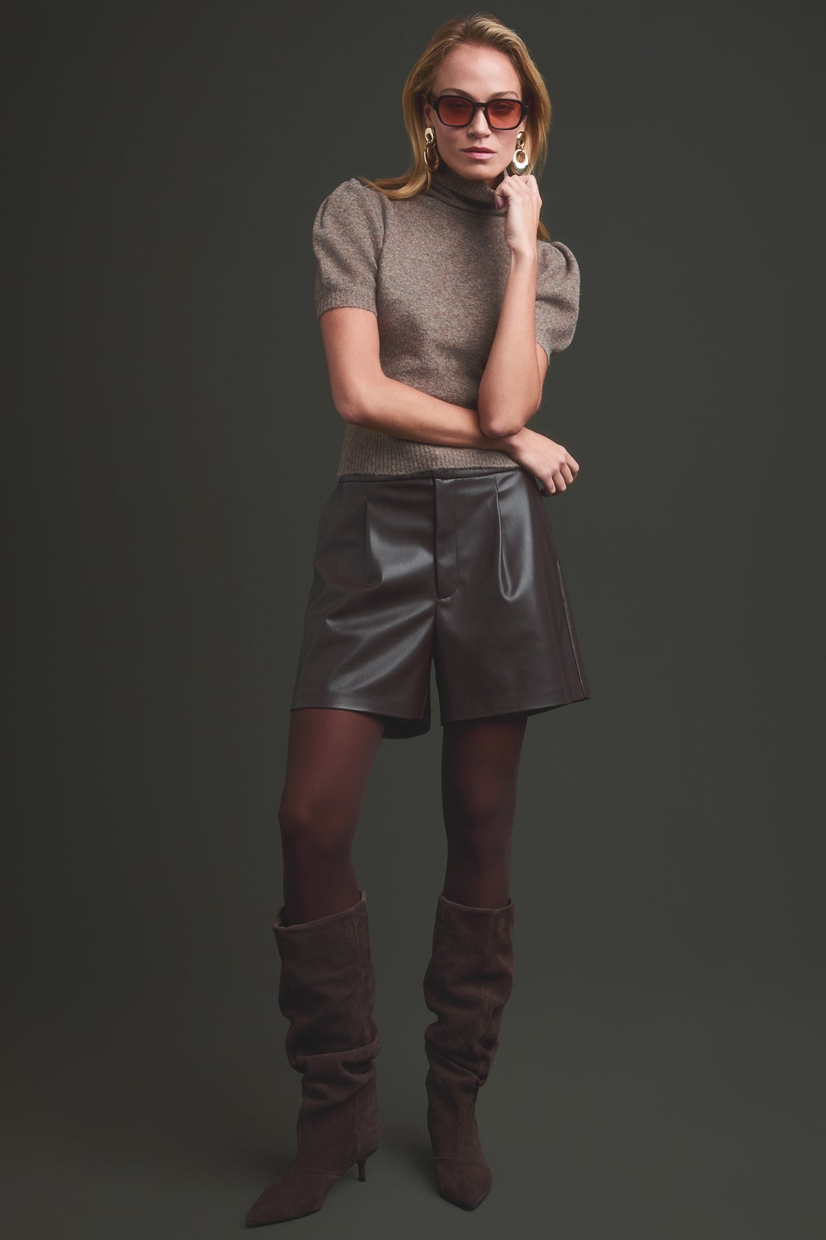 Hailey relaxed shorts - chocolate leather