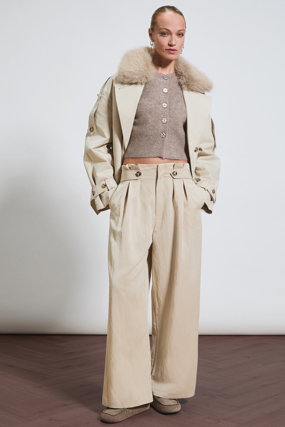 Holly paperbag fit - chalk beige