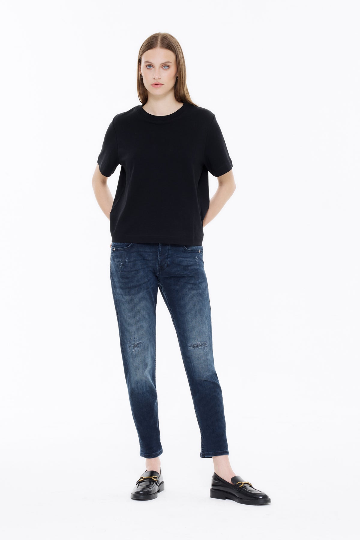 Gigi slim tapered - blue black stripe