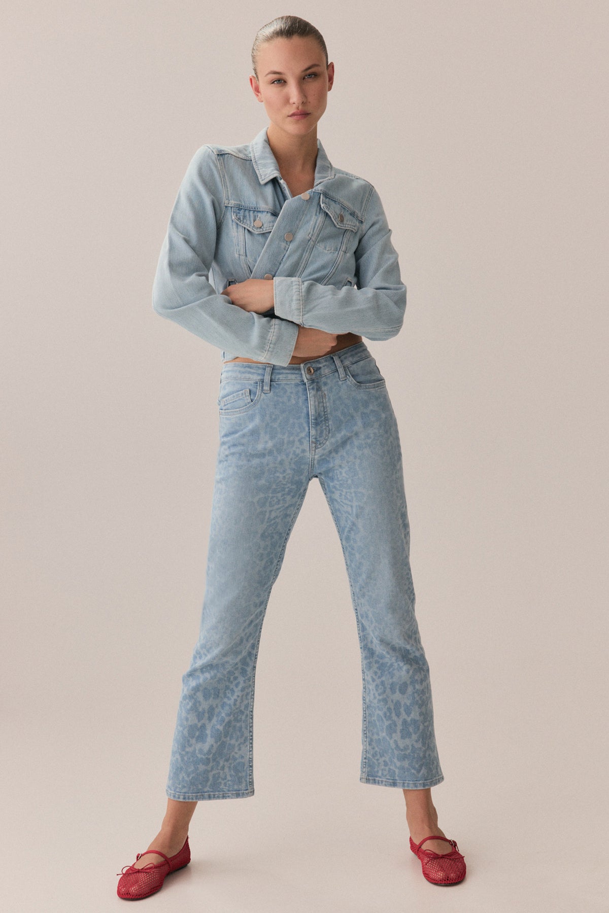 Emma cropped flare - blue denim leo