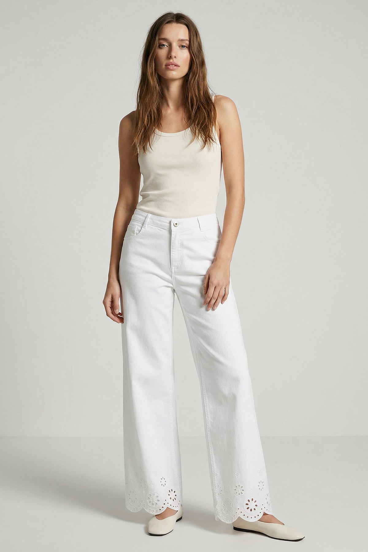 Judy wide leg - ivory flowers