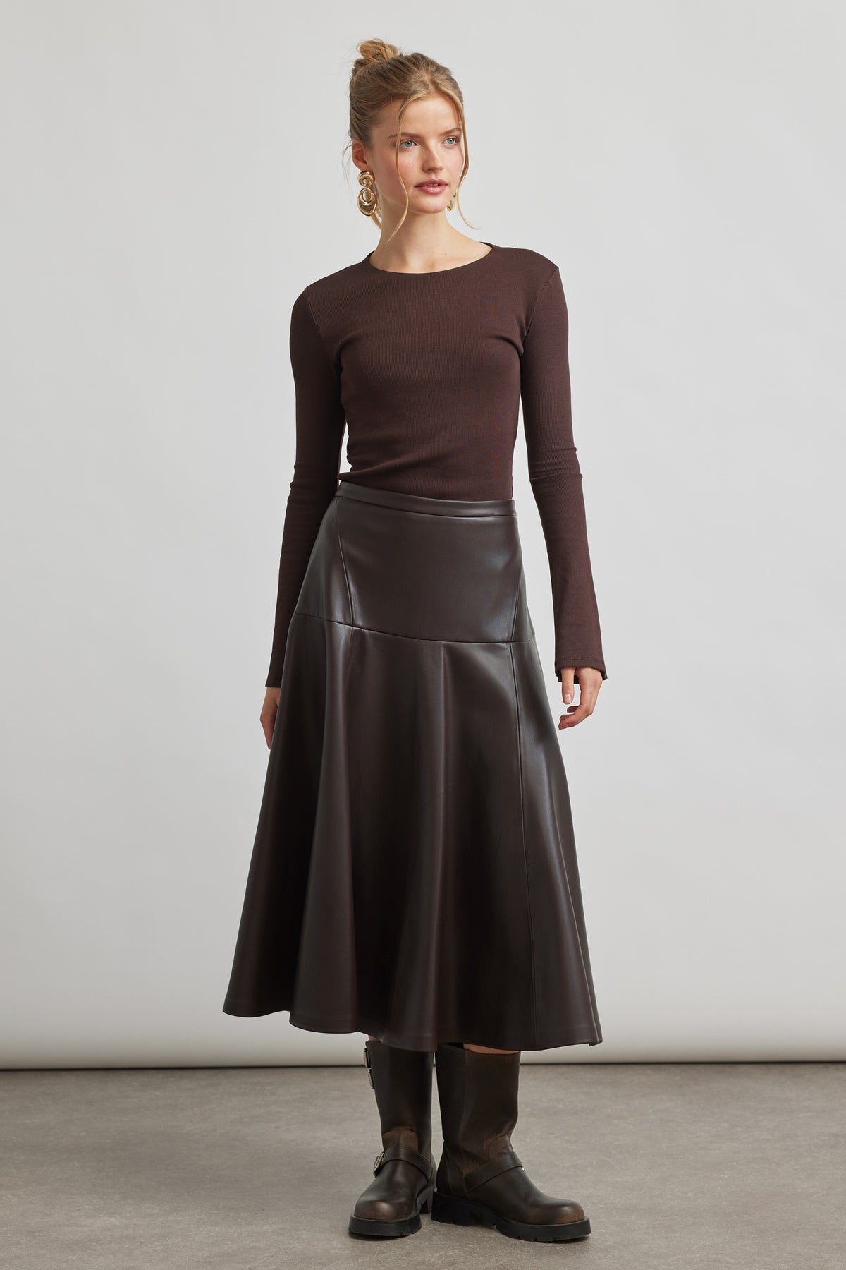 Liv skirt - chocolate leather
