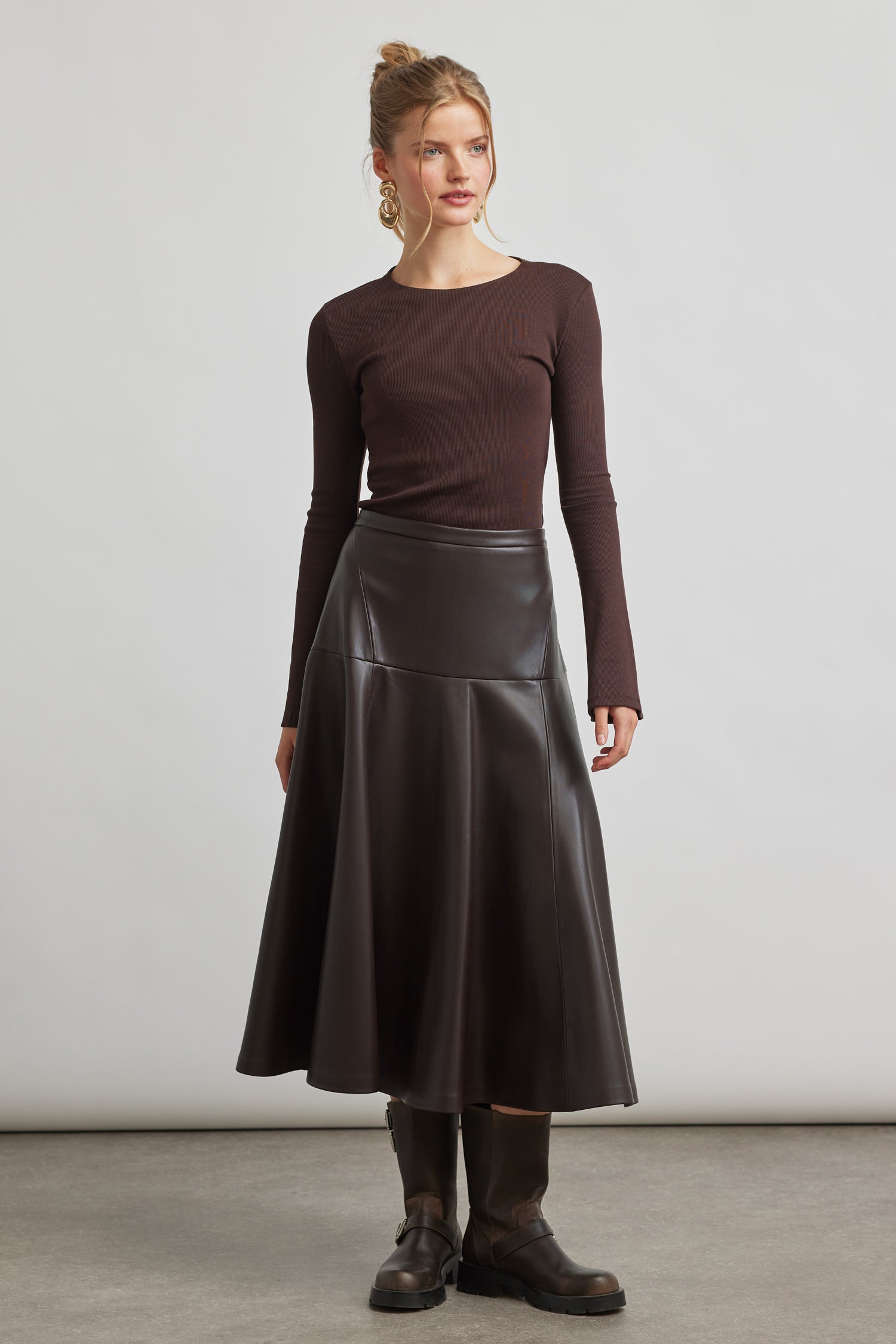 Liv skirt - chocolate leather