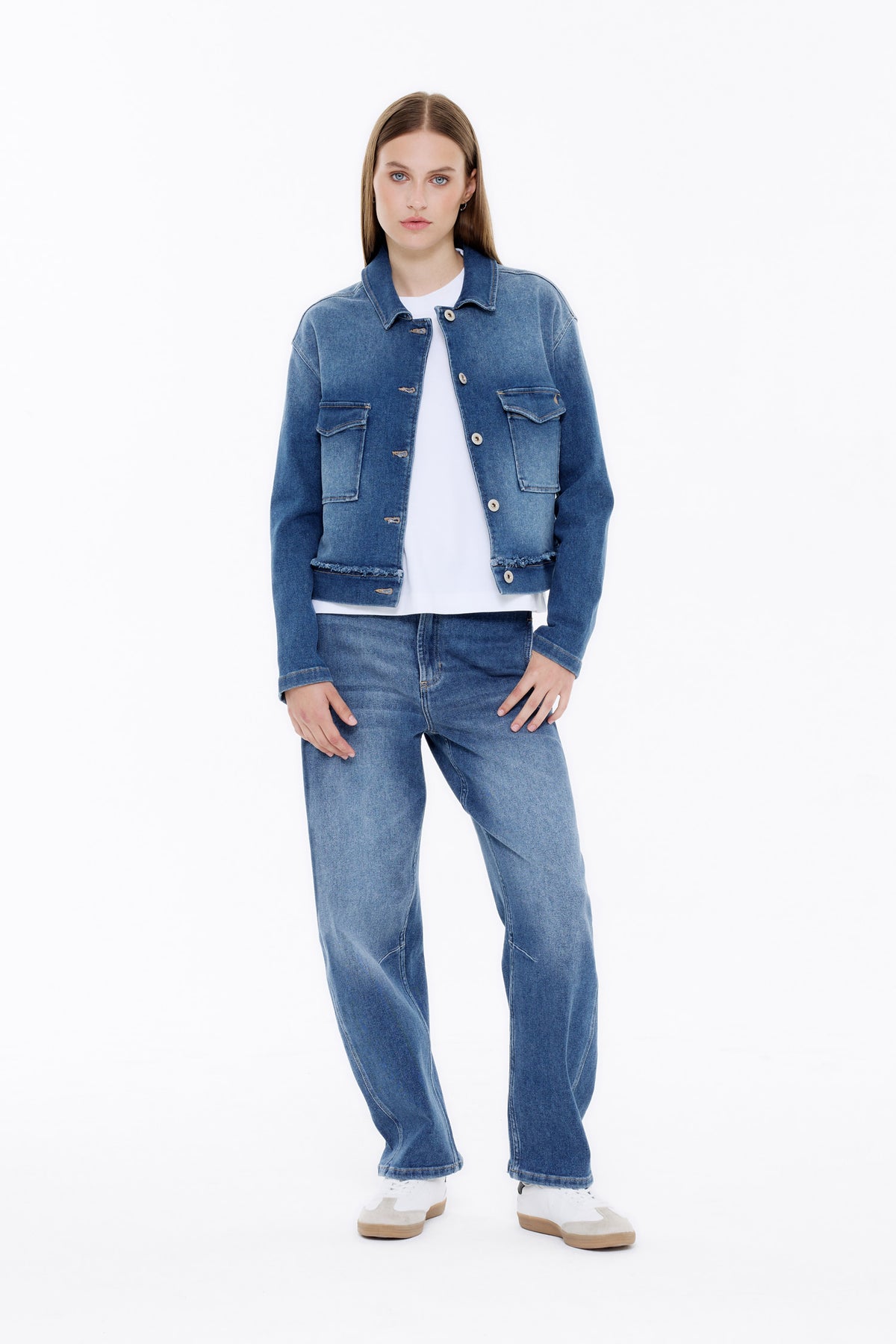 Lina cropped jacket - crispy denim