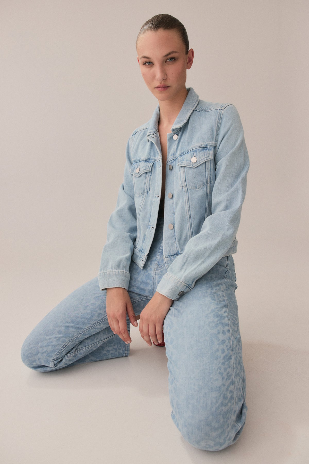 Emma cropped flare - blue denim leo