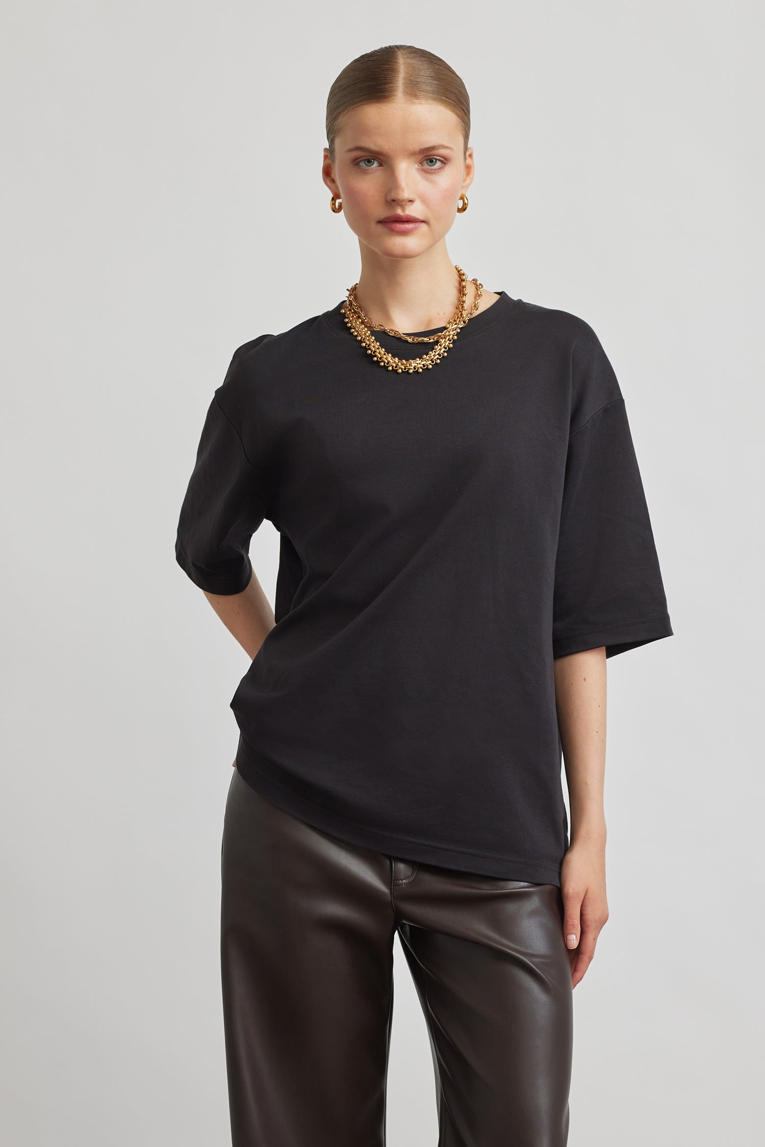 Judy wide leg - chocolate leather