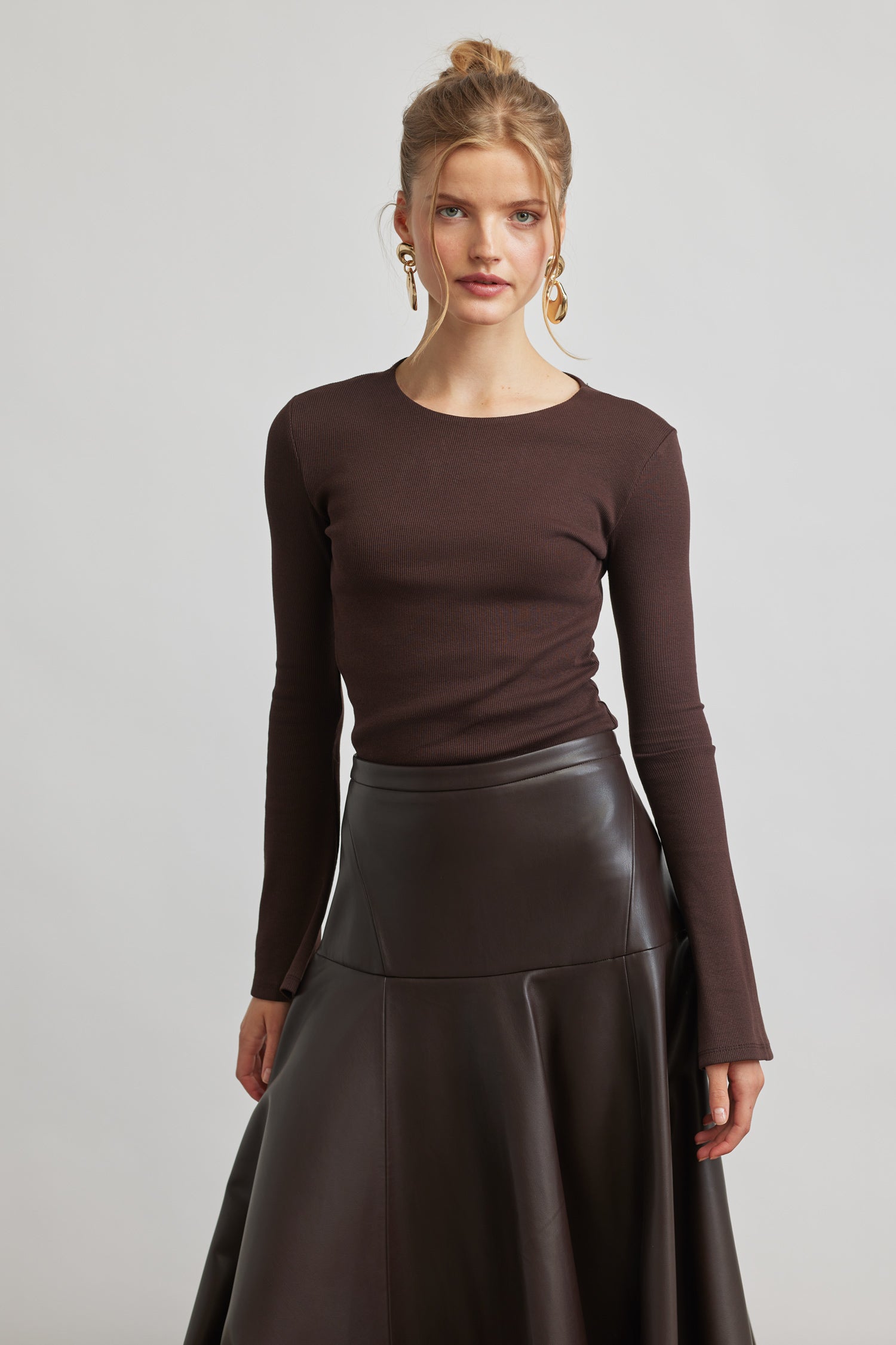 Liv skirt - chocolate leather