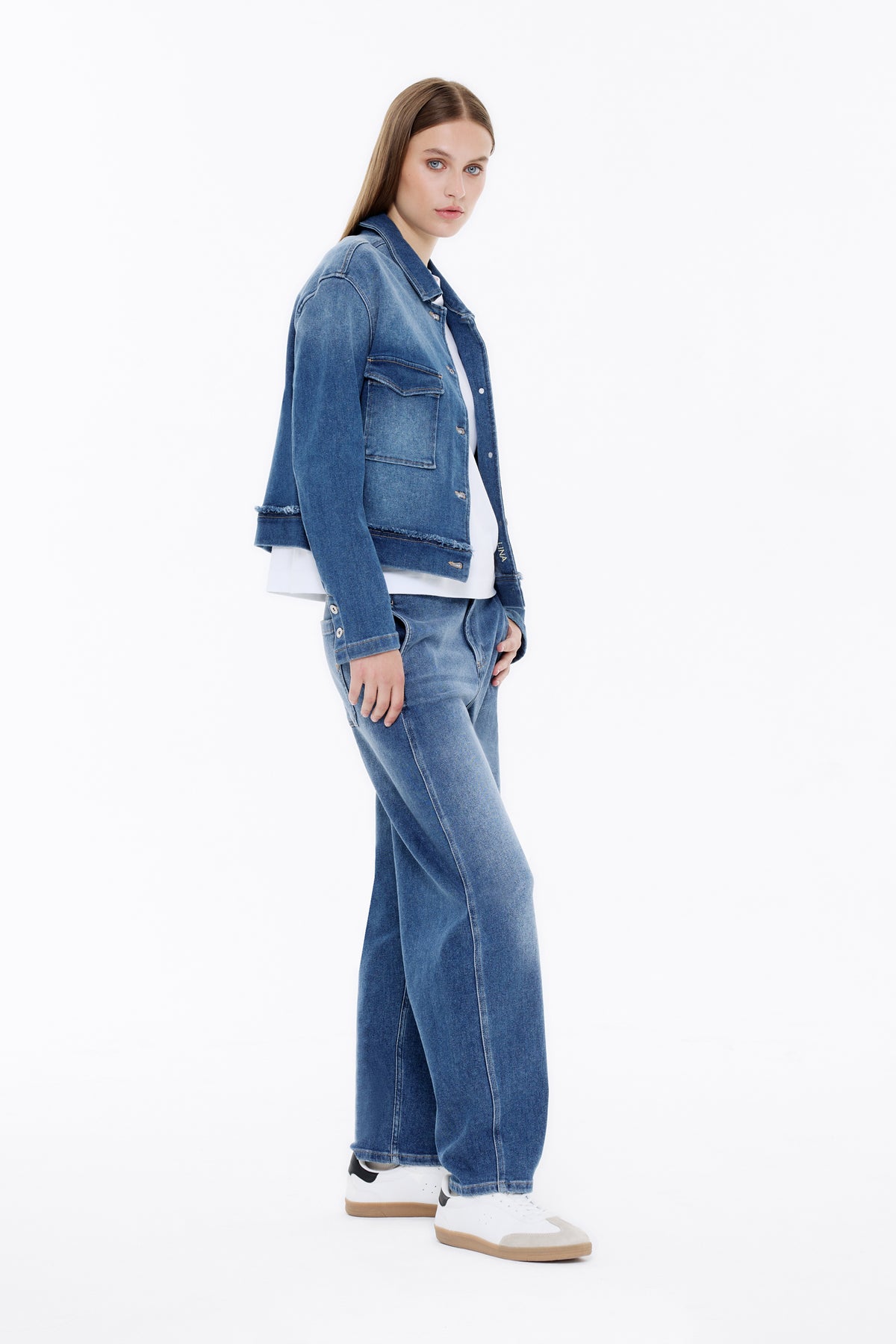 Lina cropped jacket - crispy denim