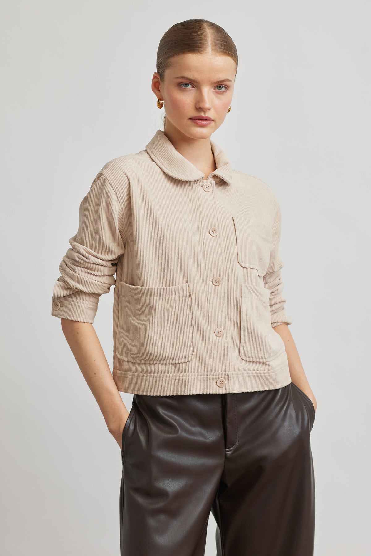 Fay pockets boxy jacket - cashew