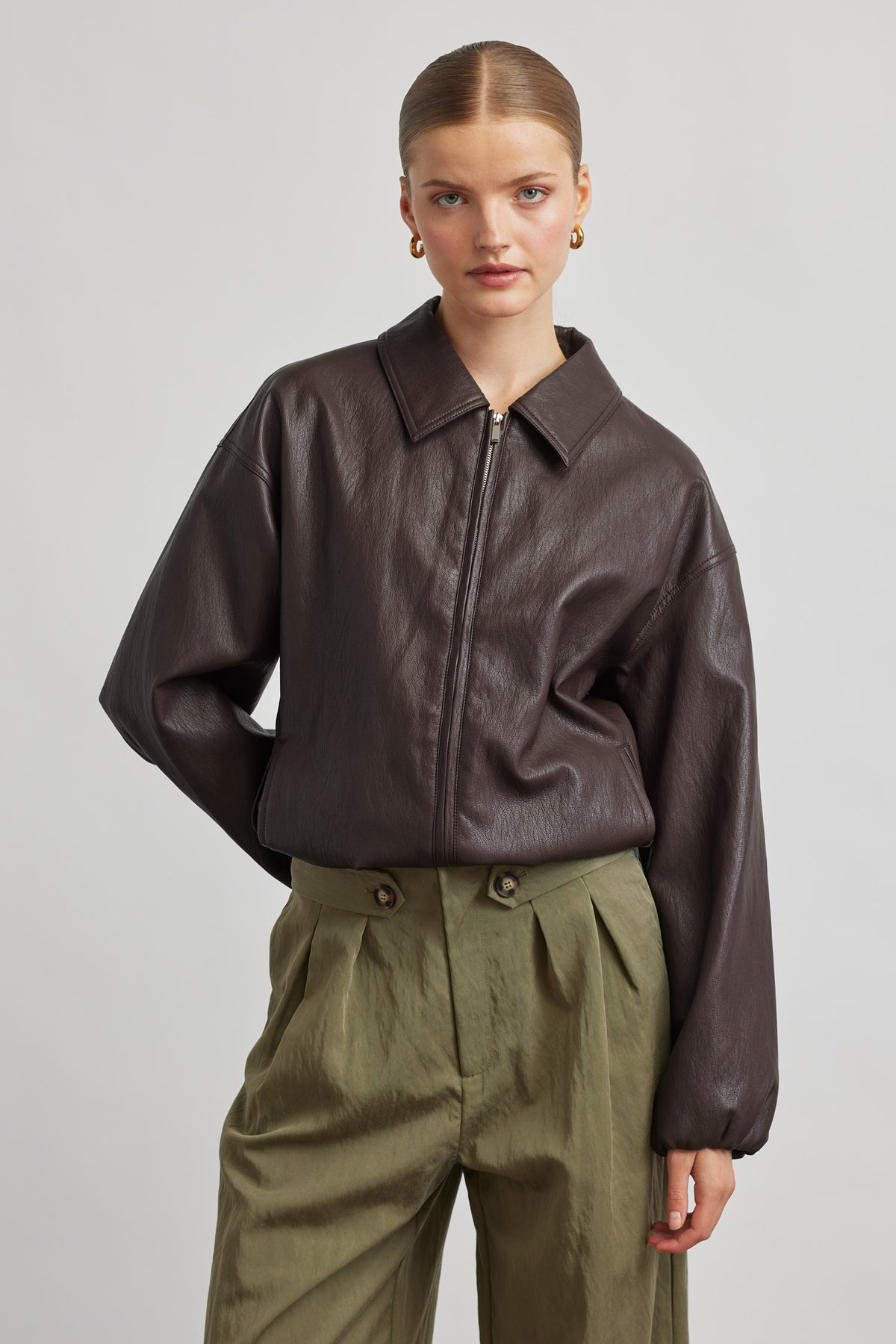 Brooke bomber jacket - chocolate leather