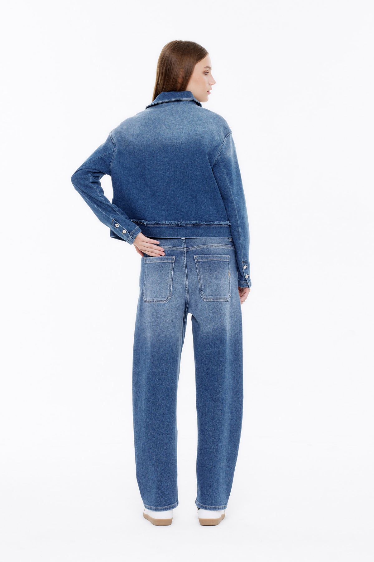 Lina cropped jacket - crispy denim