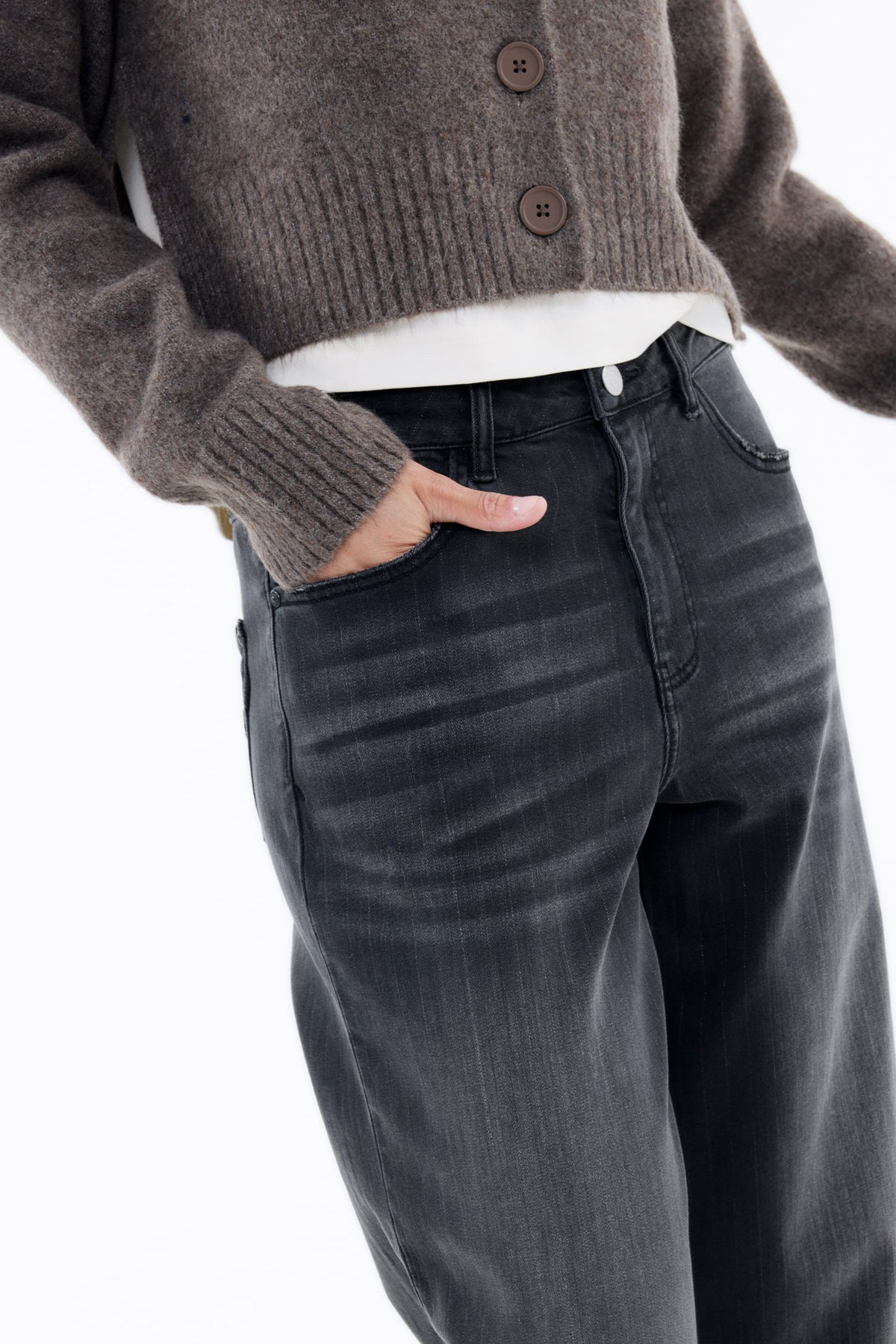 Anna relaxed straight - black copper