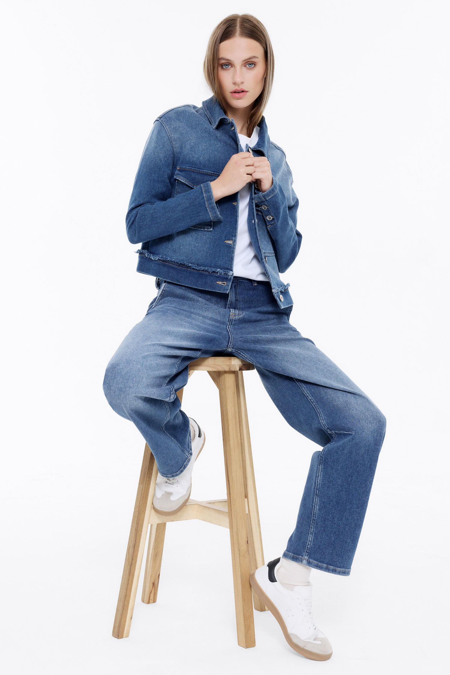 Lina cropped jacket - crispy denim