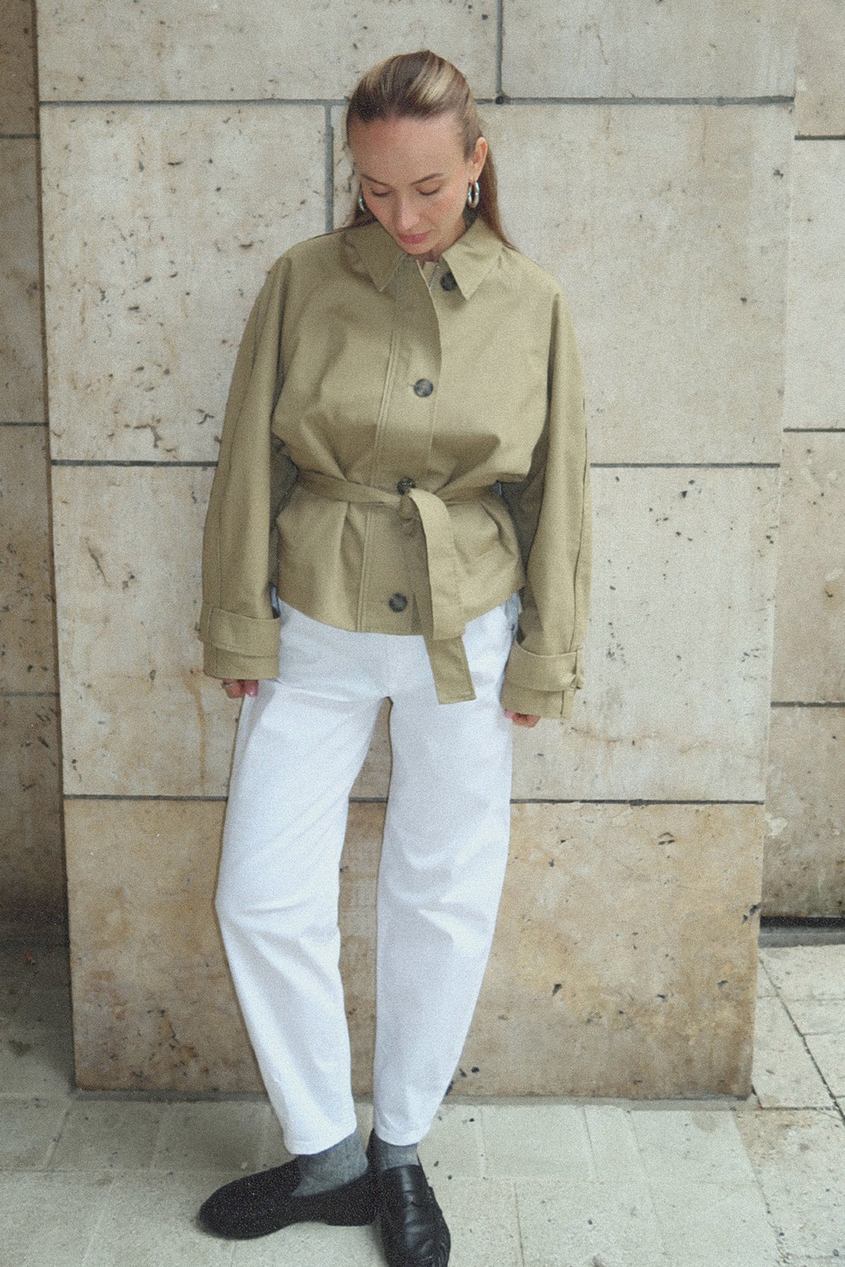 Kelly balloon - white denim