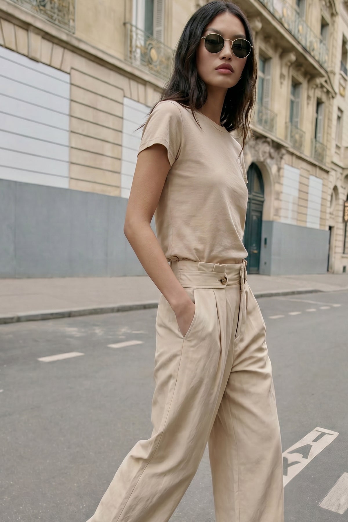 Holly paperbag fit - chalk beige