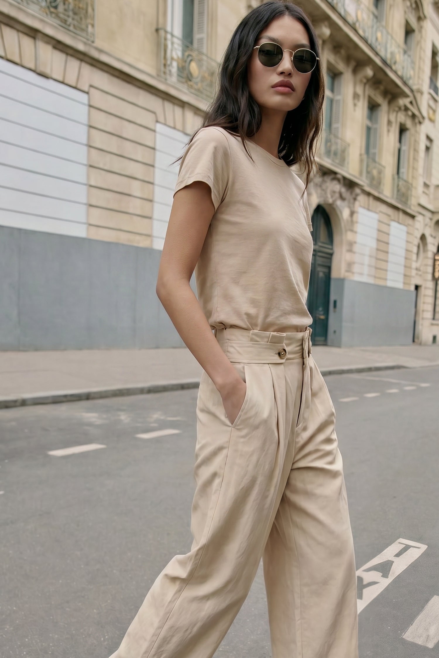 Holly paperbag fit - chalk beige